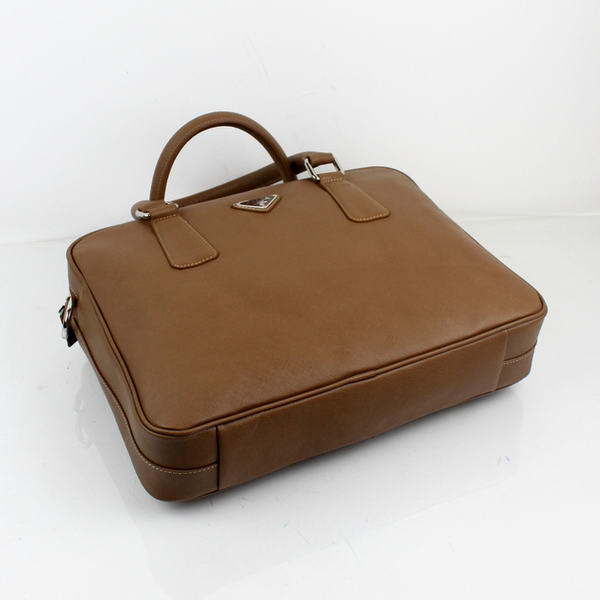 Prada BL0791 Saffiano Calf Leather Top Handle Bag Brown Prada BL0791 Saffiano Calf Leather Top Handle Bag Brown