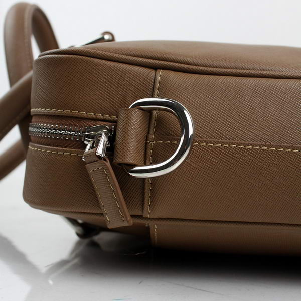 Prada BL0791 Saffiano Calf Leather Top Handle Bag Brown Prada BL0791 Saffiano Calf Leather Top Handle Bag Brown