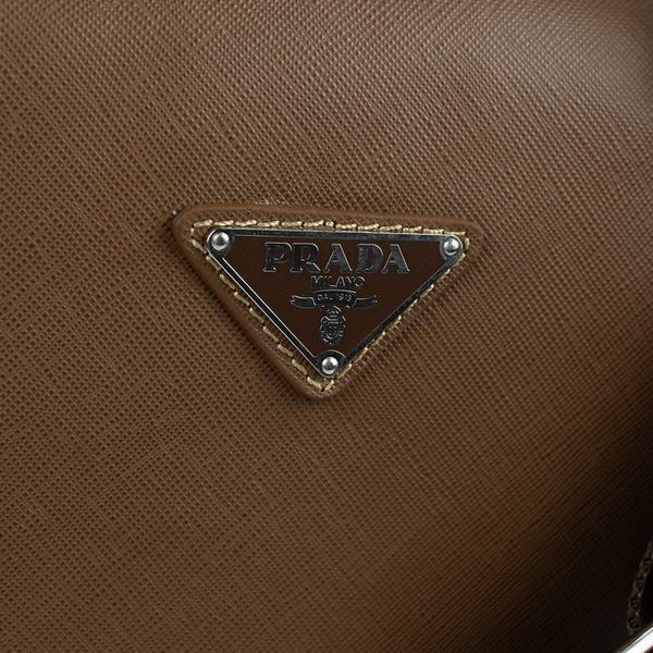 Prada BL0791 Saffiano Calf Leather Top Handle Bag Brown Prada BL0791 Saffiano Calf Leather Top Handle Bag Brown