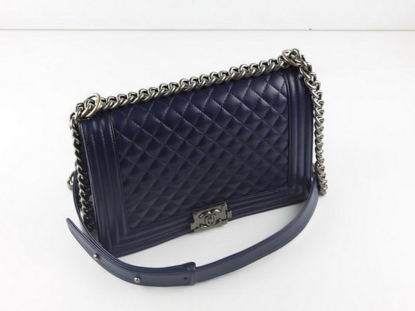 Chanel A67026 Royalblue Large Le Boy Flap Shoulder Bag Silver Chanel A67026 Royalblue Large Le Boy Flap Shoulder Bag Silver