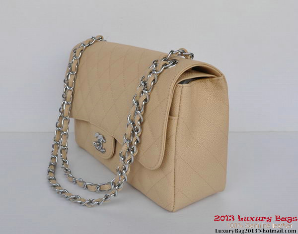 Chanel Jumbo Quilted Classic Cannage Patterns Flap Bag A58600 Apricot Silver Chanel Jumbo Quilted Classic Cannage Patterns Flap Bag A58600 Apricot Silver