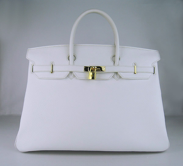Hermes Birkin 40CM Togo Bag White 6099 Gold