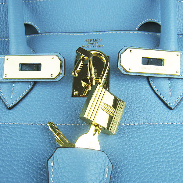 Hermes Birkin 6109 Togo Leather Bag Light Blue 42cm Gold Hermes Birkin 6109 Togo Leather Bag Light Blue 42cm Gold