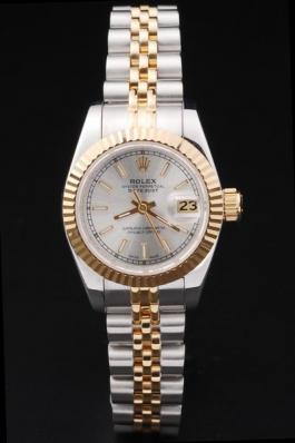Rolex Datejust Mechanism Golden White Women Watch-RD2457 Rolex Datejust Mechanism Golden White Women Watch-RD2457