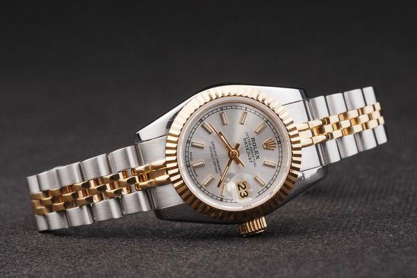 Rolex Datejust Mechanism Golden White Women Watch-RD2457 Rolex Datejust Mechanism Golden White Women Watch-RD2457