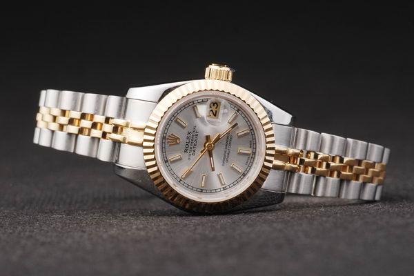 Rolex Datejust Mechanism Golden White Women Watch-RD2457 Rolex Datejust Mechanism Golden White Women Watch-RD2457