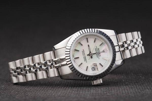 Rolex Datejust Mechanism Silver&White Women Watch-RD2456 Rolex Datejust Mechanism Silver&White Women Watch-RD2456