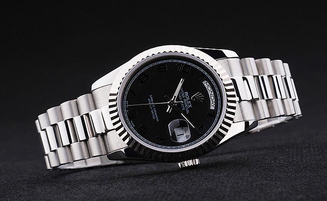 Rolex Day-Date Silver Cutwork Black Surface Watch-RD3818 Rolex Day-Date Silver Cutwork Black Surface Watch-RD3818