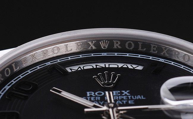 Rolex Day-Date Silver Cutwork Black Surface Watch-RD3818 Rolex Day-Date Silver Cutwork Black Surface Watch-RD3818