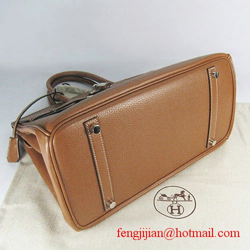 Hermes 35cm Embossed Veins Leather Bag Light Coffee 6089 Silver Hardware Hermes 35cm Embossed Veins Leather Bag Light Coffee 6089 Silver Hardware