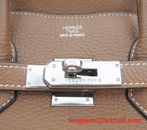 Hermes 35cm Embossed Veins Leather Bag Light Coffee 6089 Silver Hardware Hermes 35cm Embossed Veins Leather Bag Light Coffee 6089 Silver Hardware