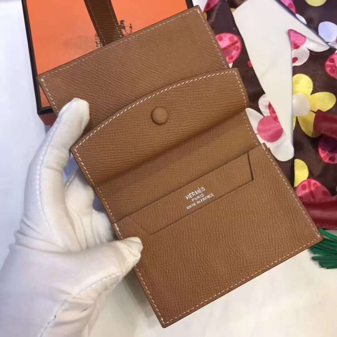 Hermes Bastia Epsom card case H2238 Brown