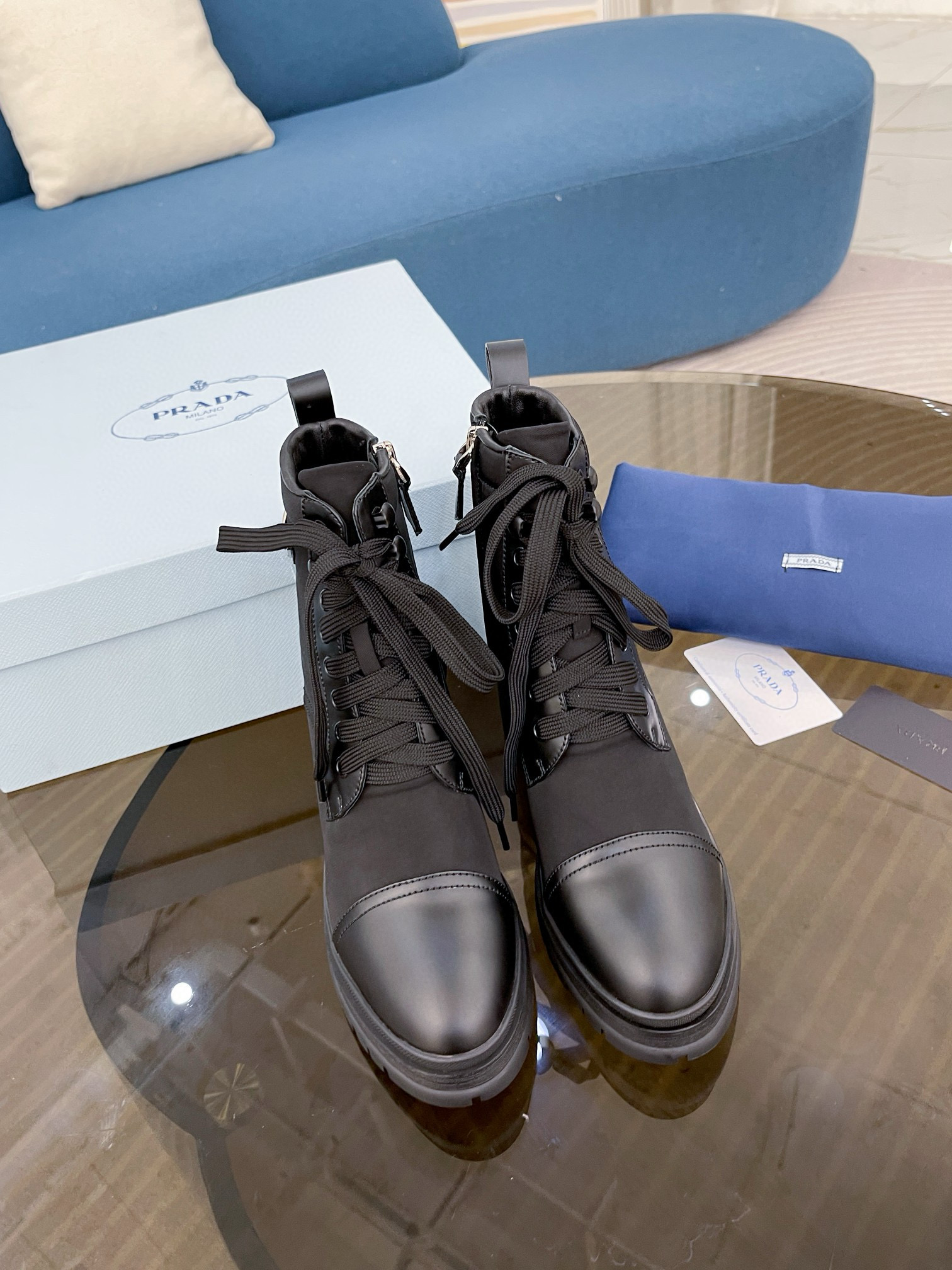 Prada boots heels 7.5CM PD80210 Black 