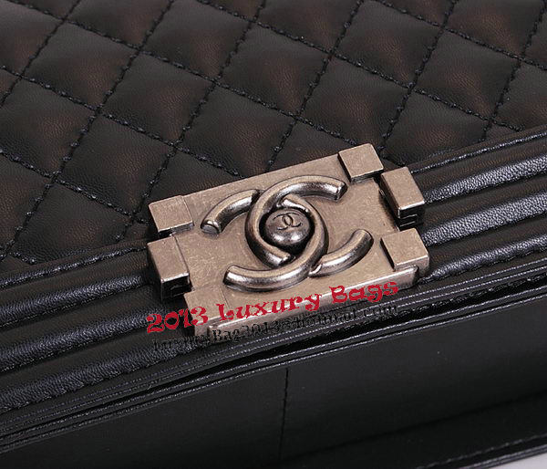 Le Boy Chanel Flap Shoulder Bag Black Sheepskin Leather CHA67086 Silver Le Boy Chanel Flap Shoulder Bag Black Sheepskin Leather CHA67086 Silver