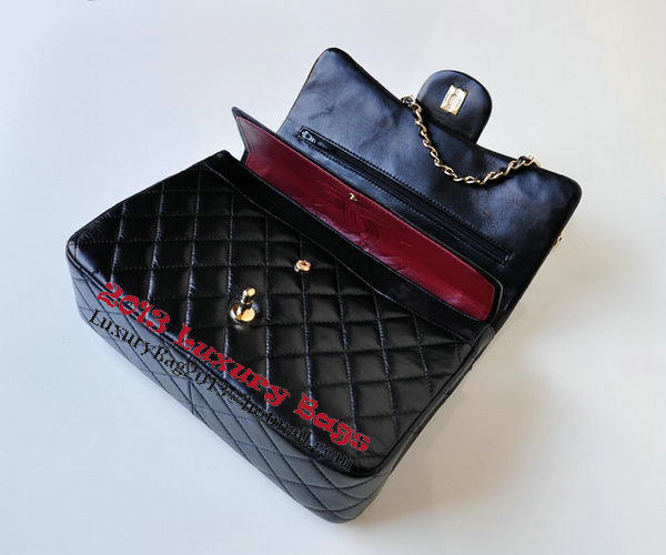 Chanel Jumbo Quilted Classic Black Sheepskin Flap Bag A58600 Gold Chanel Jumbo Quilted Classic Black Sheepskin Flap Bag A58600 Gold