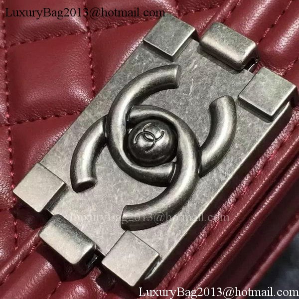 Chanel Boy Flap Shoulder Bag Burgundy Original Sheepskin Leather A67085 Silver