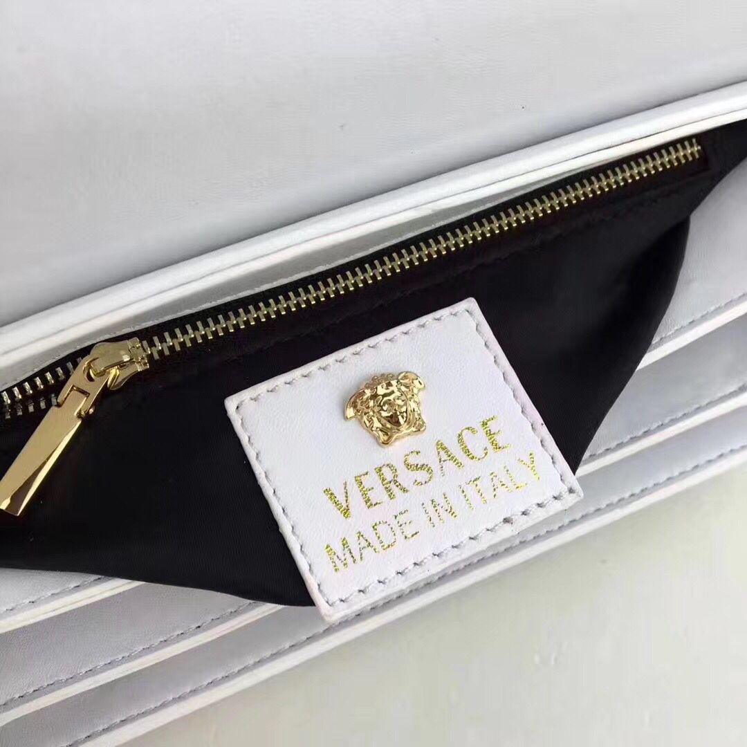 Versace Calfskin Leather Shoulder Bag VS170 White Versace Calfskin Leather Shoulder Bag VS170 White