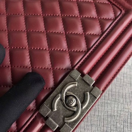Boy Chanel Flap Shoulder Bag Wine Original Sheepskin Leather A67087 Silver Boy Chanel Flap Shoulder Bag Wine Original Sheepskin Leather A67087 Silver