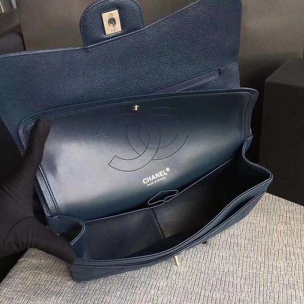 Chanel Flap Shoulder Bags Dark Blue Original Calfskin Leather CF1113 Silver Chanel Flap Shoulder Bags Dark Blue Original Calfskin Leather CF1113 Silver