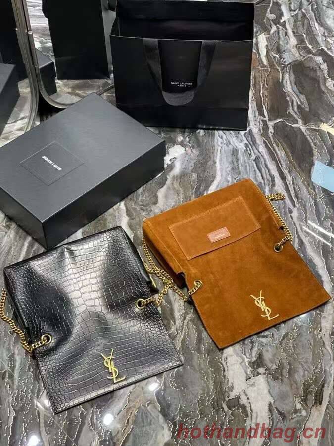 Yves Saint Laurent KATE MEDIUM REVERSIBLE IN SUEDE AND CROCODILE-EMBOSSED LEATHER 55380424 Yves Saint Laurent KATE MEDIUM REVERSIBLE IN SUEDE AND CROCODILE-EMBOSSED LEATHER 55380424