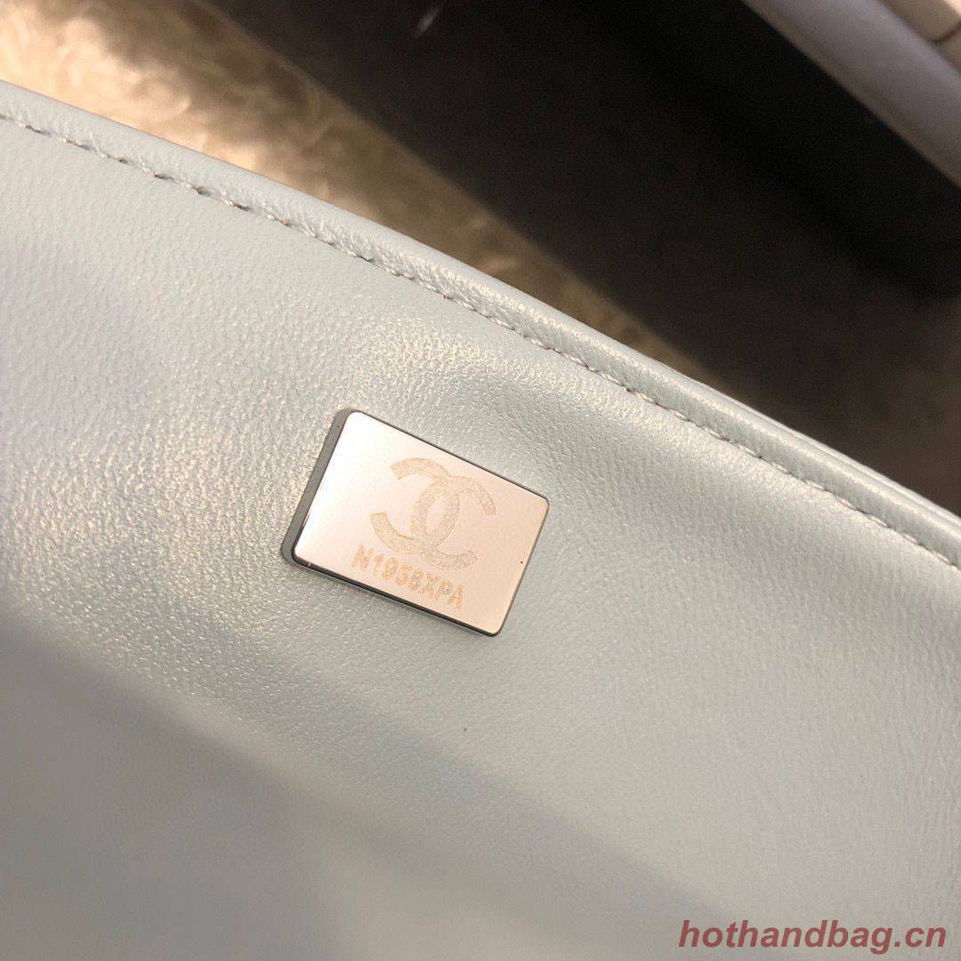 Chanel 2.55 Series Flap Bag Original Lambskin Leather 5024CF A01112 Grey Blue Silver-Tone Chanel 2.55 Series Flap Bag Original Lambskin Leather 5024CF A01112 Grey Blue Silver-Tone