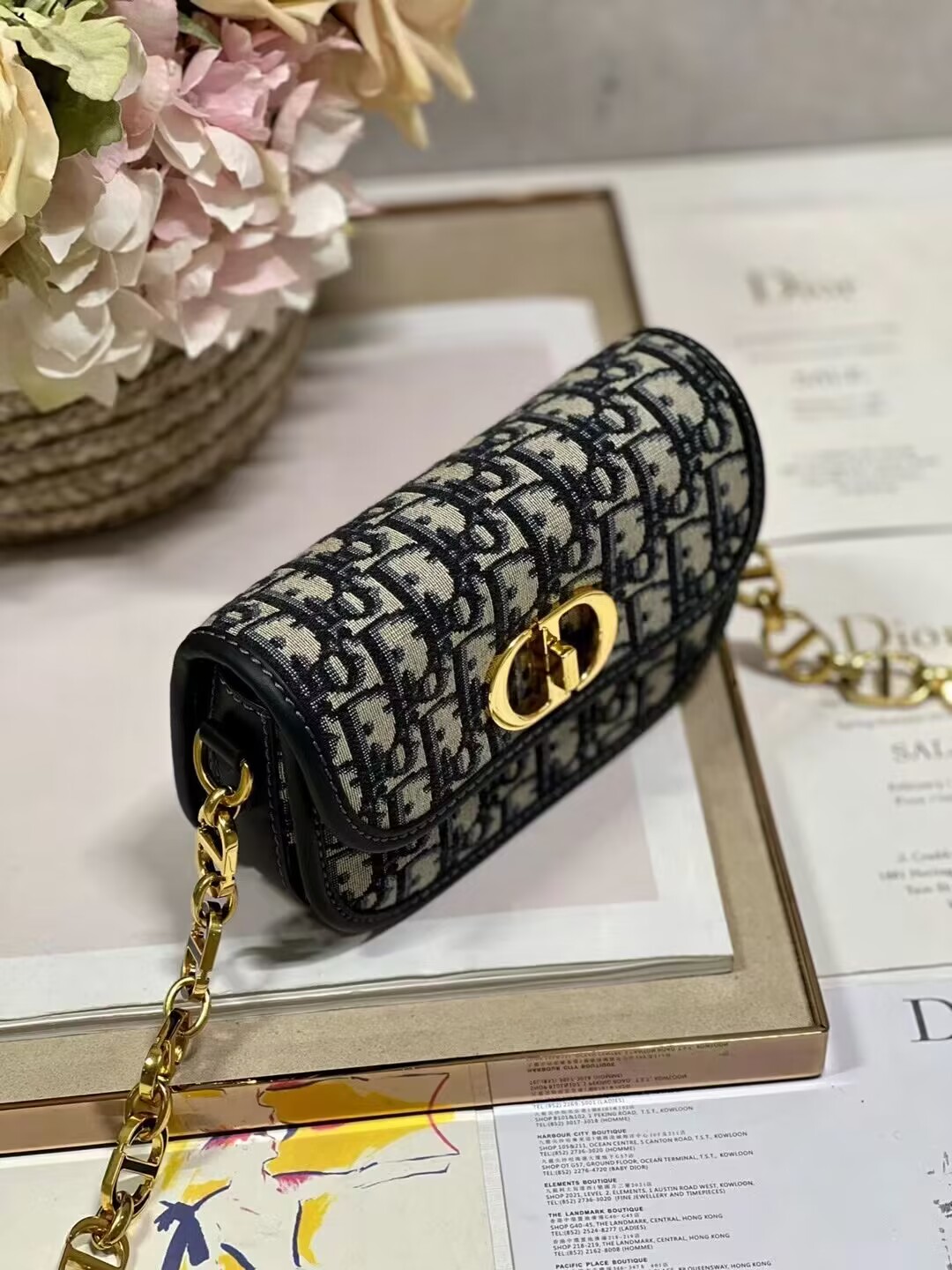 DIOR SMALL 30 MONTAIGNE AVENUE BAG Blue Dior Oblique Jacquard M9261UT DIOR SMALL 30 MONTAIGNE AVENUE BAG Blue Dior Oblique Jacquard M9261UT