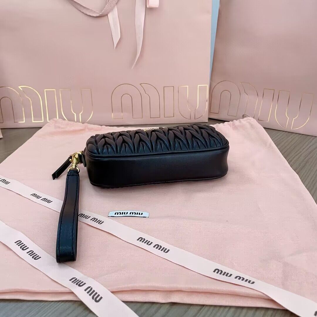 miu miu Matelasse Nappa Original Sheepskin Leather bag 5NE846 Black miu miu Matelasse Nappa Original Sheepskin Leather bag 5NE846 Black
