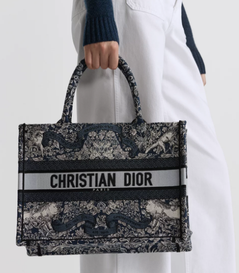 Medium Dior Book Tote Blue Embroidery with White Miss Dior Allover Embroidery M1296ZEDO Medium Dior Book Tote Blue Embroidery with White Miss Dior Allover Embroidery M1296ZEDO