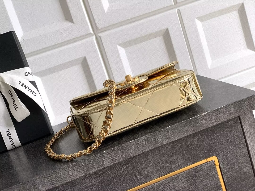 Chanel 25K Original Patent Leather Top Handle Bag A6320 Gold Chanel 25K Original Patent Leather Top Handle Bag A6320 Gold