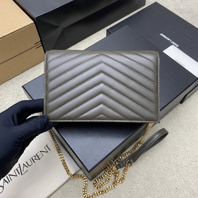 SAINT LAURENT WOC Classic Monogramme Flap Bag 441974 dark gray