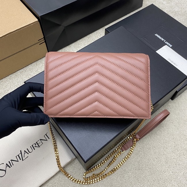 SAINT LAURENT WOC Classic Monogramme Flap Bag 441974 dark pink